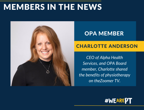 MEMBERS IN THE NEWS – CHARLOTTE ANDERSON – PROMOTING PHYSIOTHERAPY